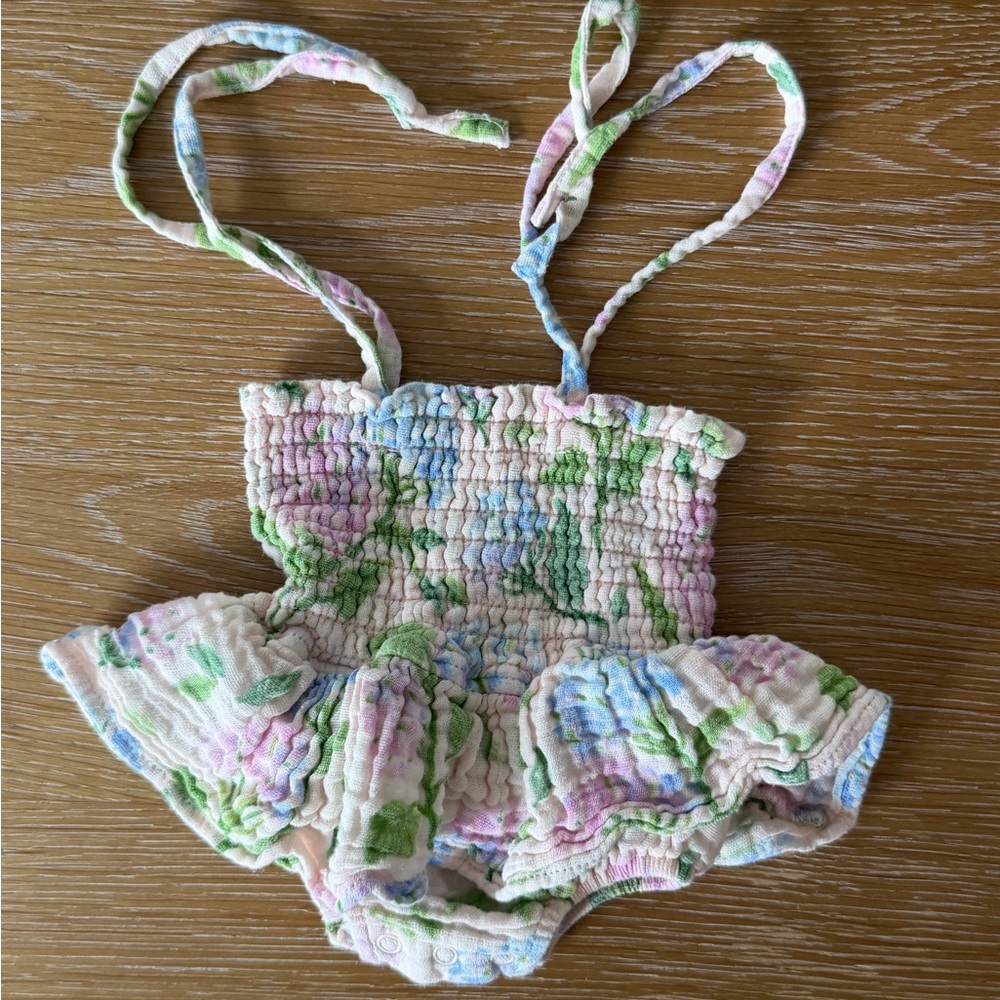 Angel Dear Pastel Hydrangea Skirted Romper and Matching Hat